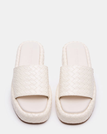 BEACHY Quilted Bone Platform Slide Women's Sandal | Steve Madden