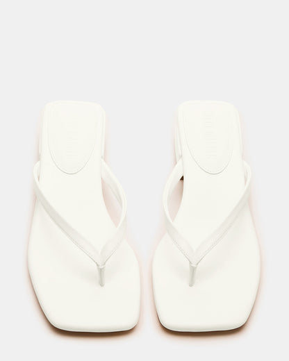 CARIBBEAN White Square-Toe Mule Thong Women's Sandal | Steve Madden