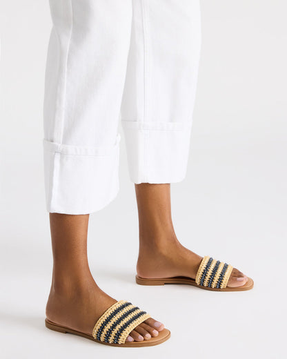 KOOPER Navy Multi Slide Sandal | Women's Sandals | Steve Madden