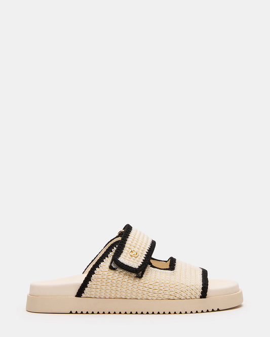 MAYSIE Cream Multi Woven Flatform Footbed Slide Women's Sandal | Steve Madden