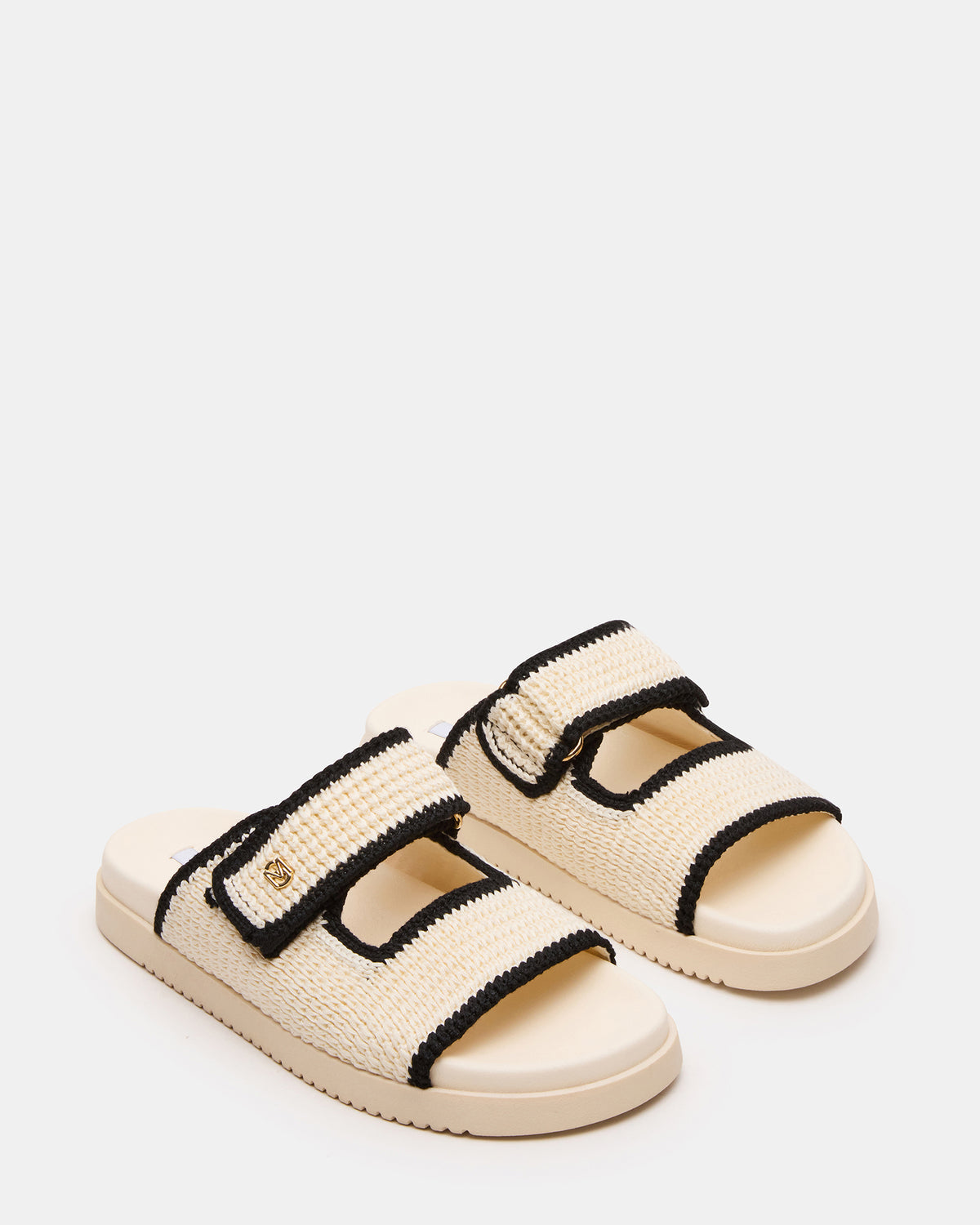 MAYSIE Cream Multi Woven Flatform Footbed Slide Women's Sandal | Steve Madden