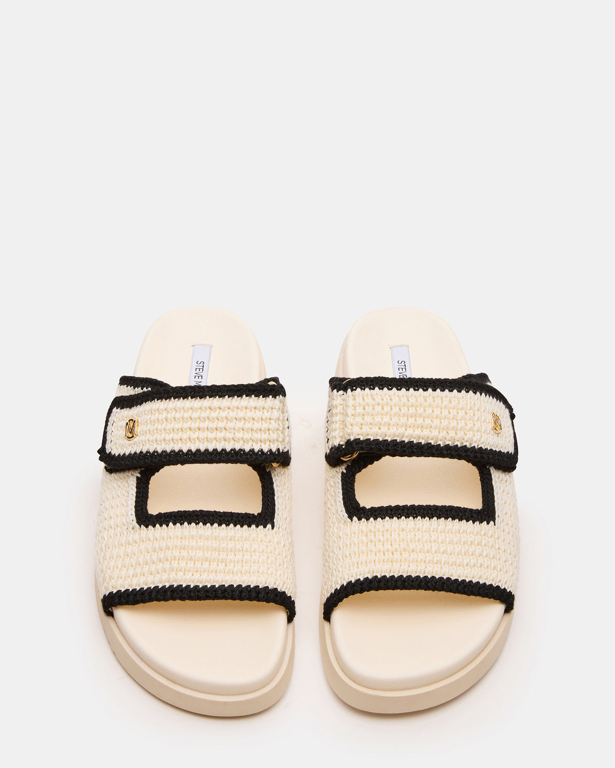 MAYSIE Cream Multi Woven Flatform Footbed Slide Women's Sandal | Steve Madden