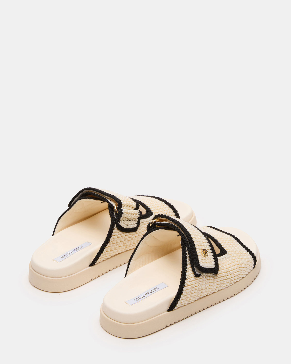 MAYSIE Cream Multi Woven Flatform Footbed Slide Women's Sandal | Steve Madden