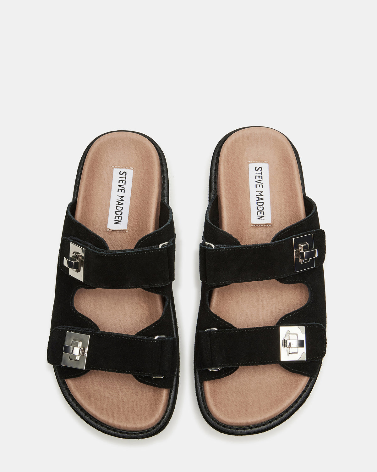BIGSCHMONA Black/Black Suede Women's Platform Slide Sandal | Steve Madden