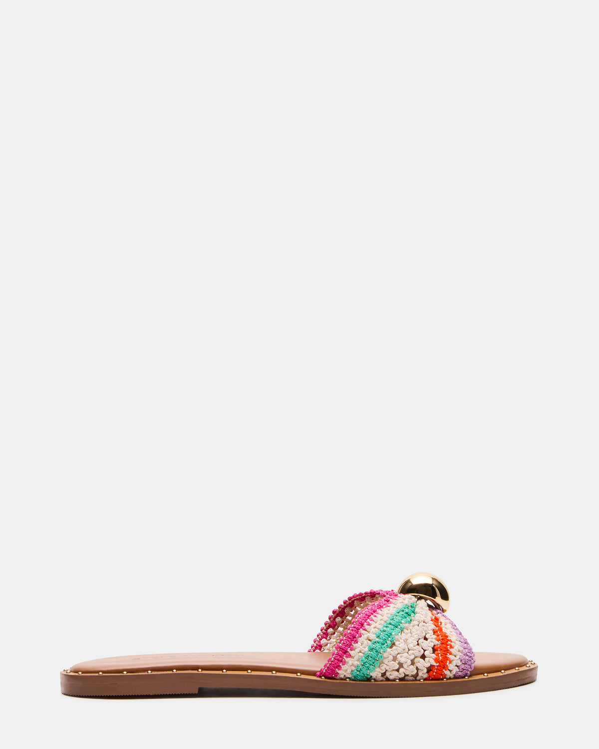 DIPSY Multi Raffia Slide Rounded Toe Women's Sandal | Steve Madden