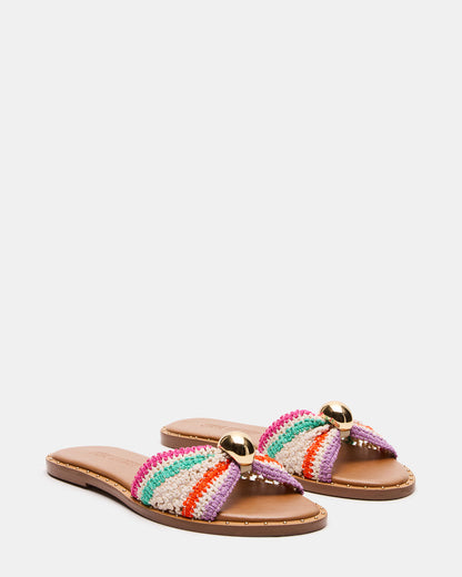 DIPSY Multi Raffia Slide Rounded Toe Women's Sandal | Steve Madden