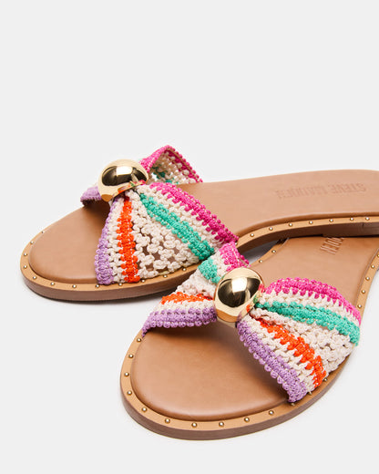 DIPSY Multi Raffia Slide Rounded Toe Women's Sandal | Steve Madden