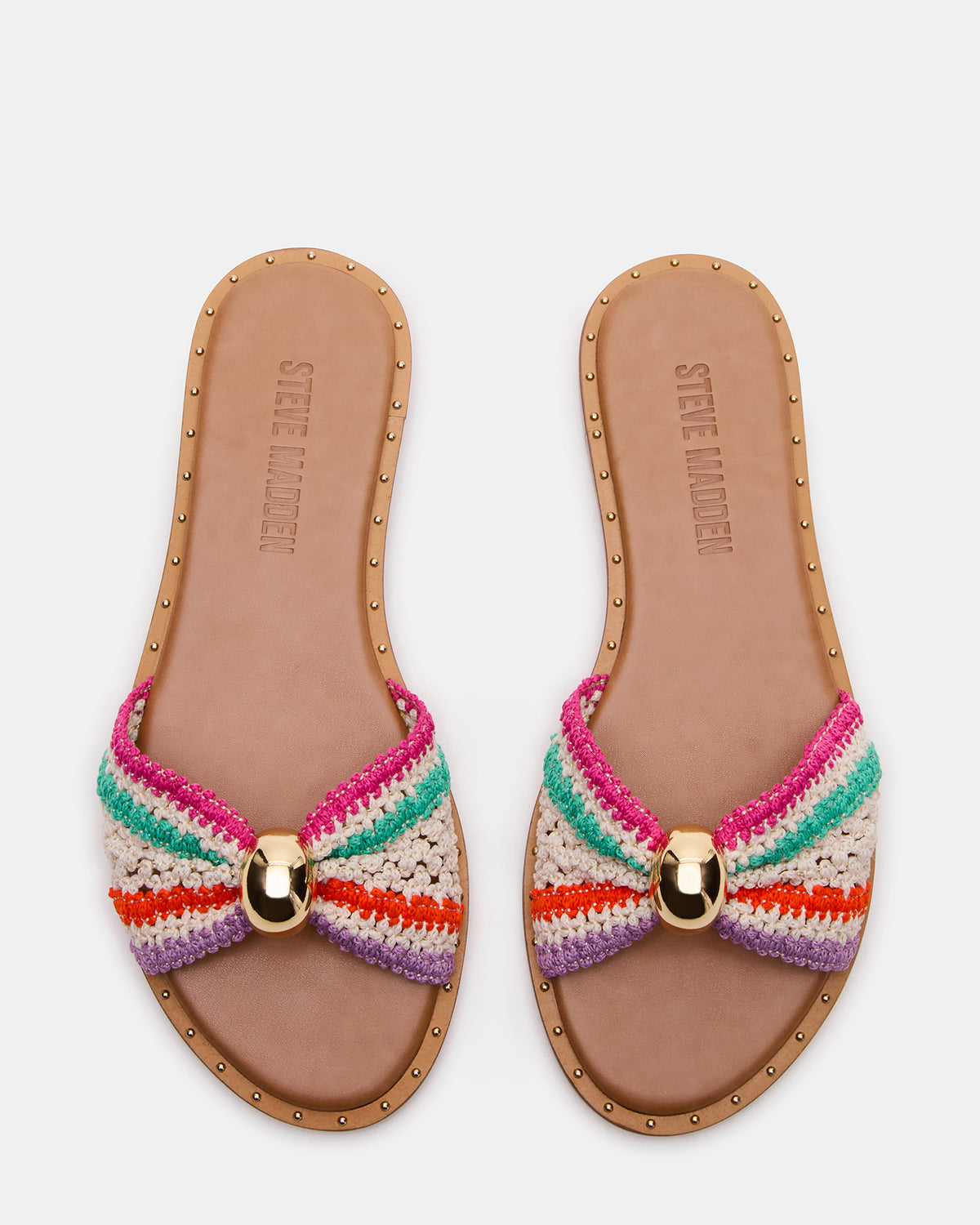 DIPSY Multi Raffia Slide Rounded Toe Women's Sandal | Steve Madden