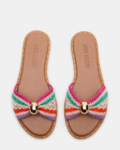 DIPSY Multi Raffia Slide Rounded Toe Women's Sandal | Steve Madden