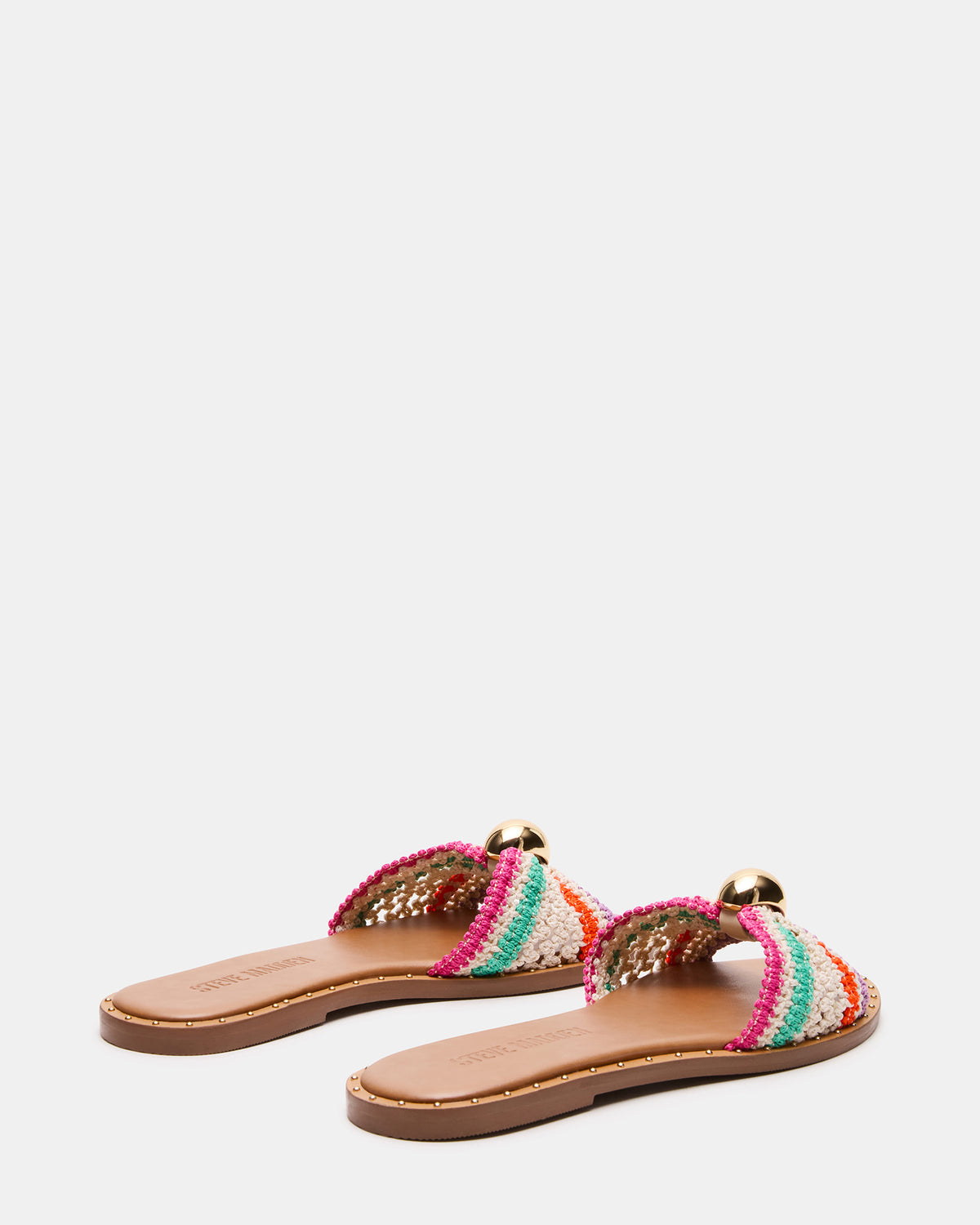 DIPSY Multi Raffia Slide Rounded Toe Women's Sandal | Steve Madden