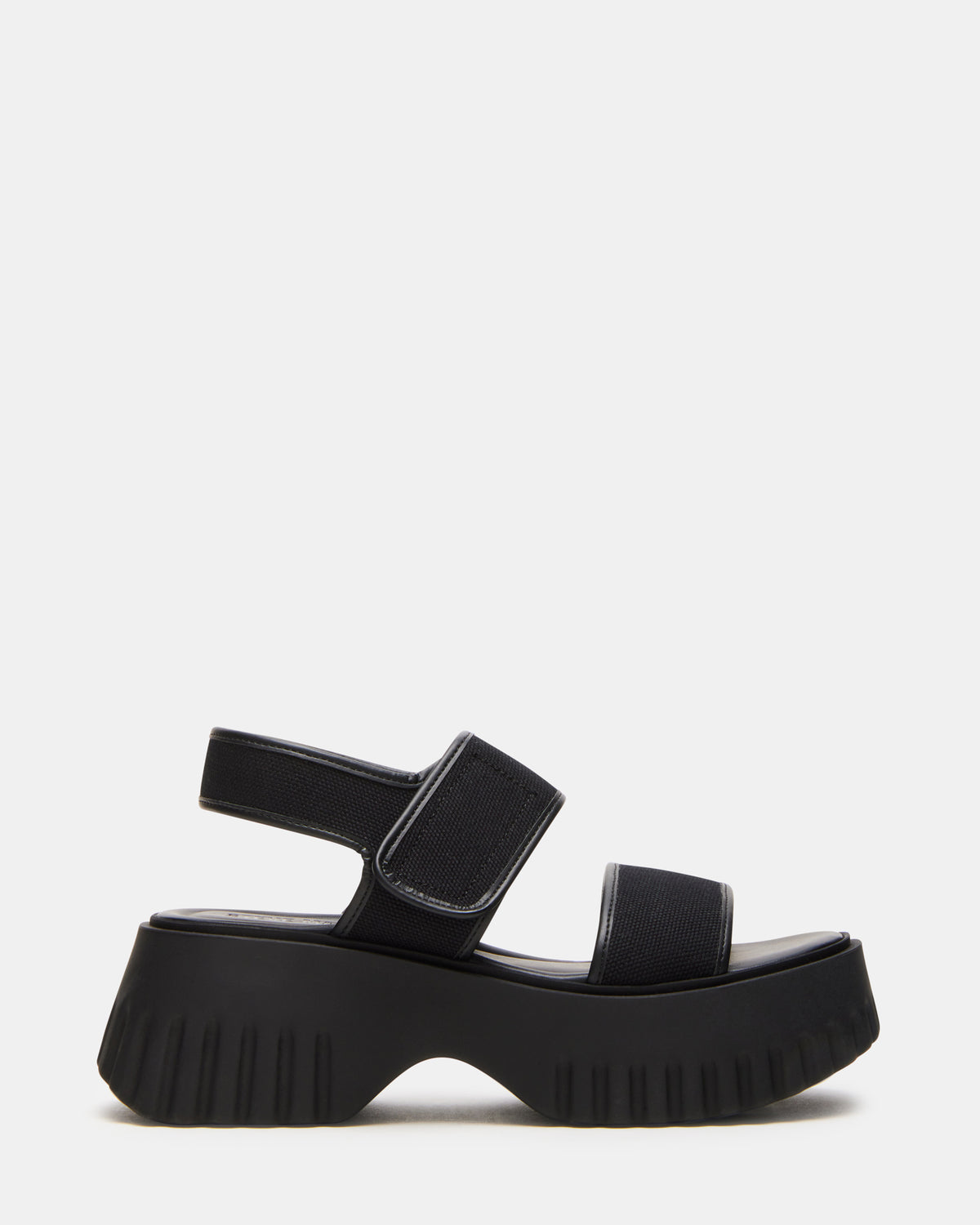 GROVER Black/Black Women's Square-Toe Platform Sandal | Steve Madden