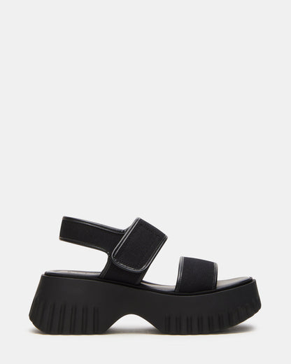 GROVER Black/Black Women's Square-Toe Platform Sandal | Steve Madden