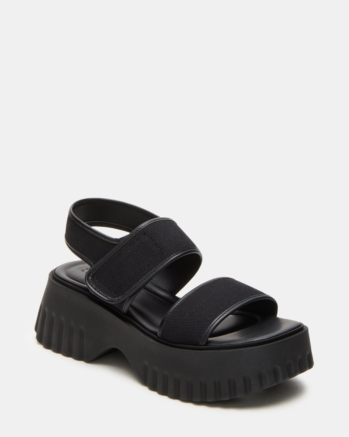 GROVER Black/Black Women's Square-Toe Platform Sandal | Steve Madden