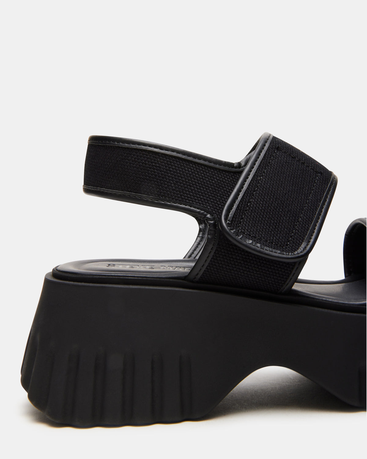 GROVER Black/Black Women's Square-Toe Platform Sandal | Steve Madden