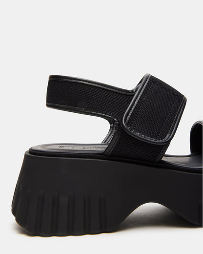 GROVER Black/Black Women's Square-Toe Platform Sandal | Steve Madden