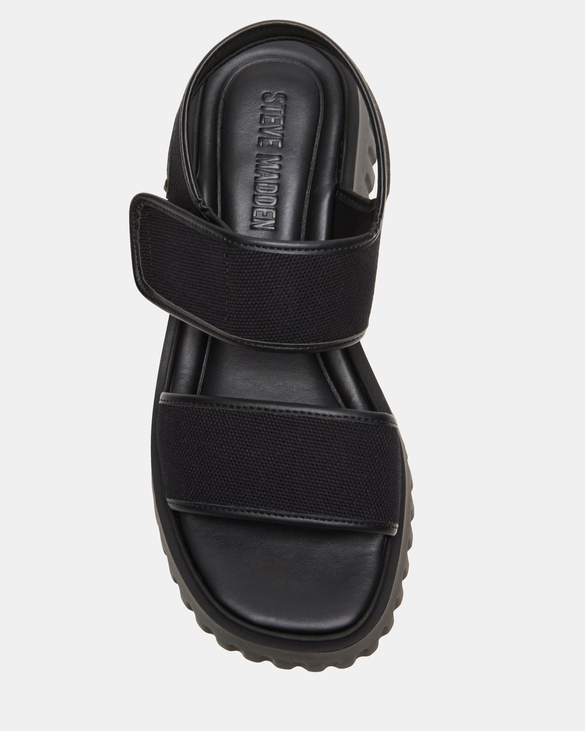 GROVER Black/Black Women's Square-Toe Platform Sandal | Steve Madden