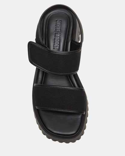 GROVER Black/Black Women's Square-Toe Platform Sandal | Steve Madden