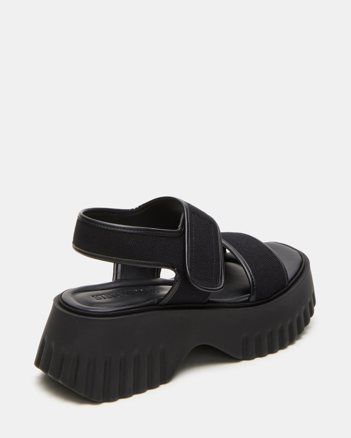 GROVER Black/Black Women's Square-Toe Platform Sandal | Steve Madden