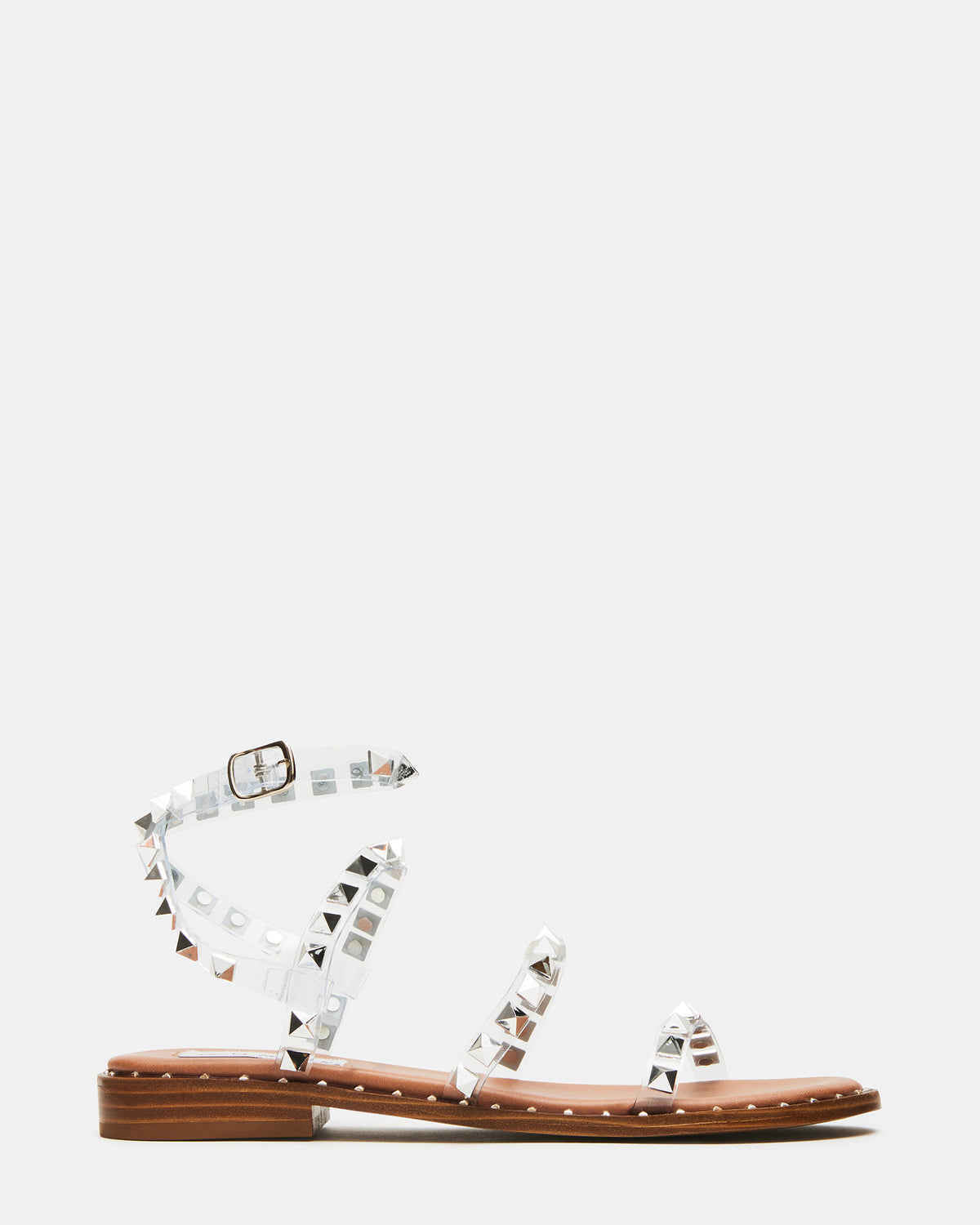 TRAVEL Clear Women's Studded Strappy Sandal | Steve Madden
