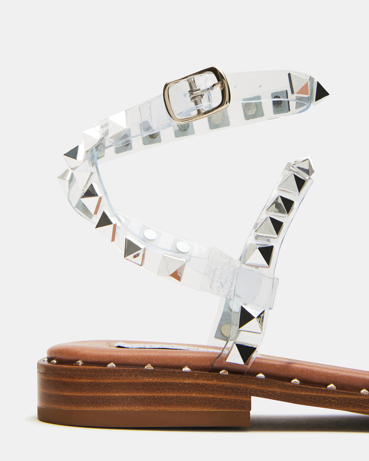 TRAVEL Clear Women's Studded Strappy Sandal | Steve Madden
