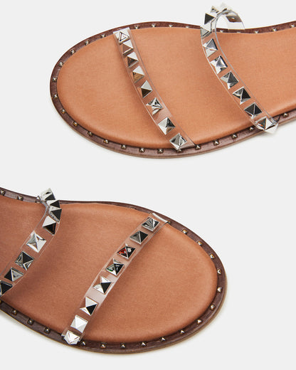 TRAVEL Clear Women's Studded Strappy Sandal | Steve Madden