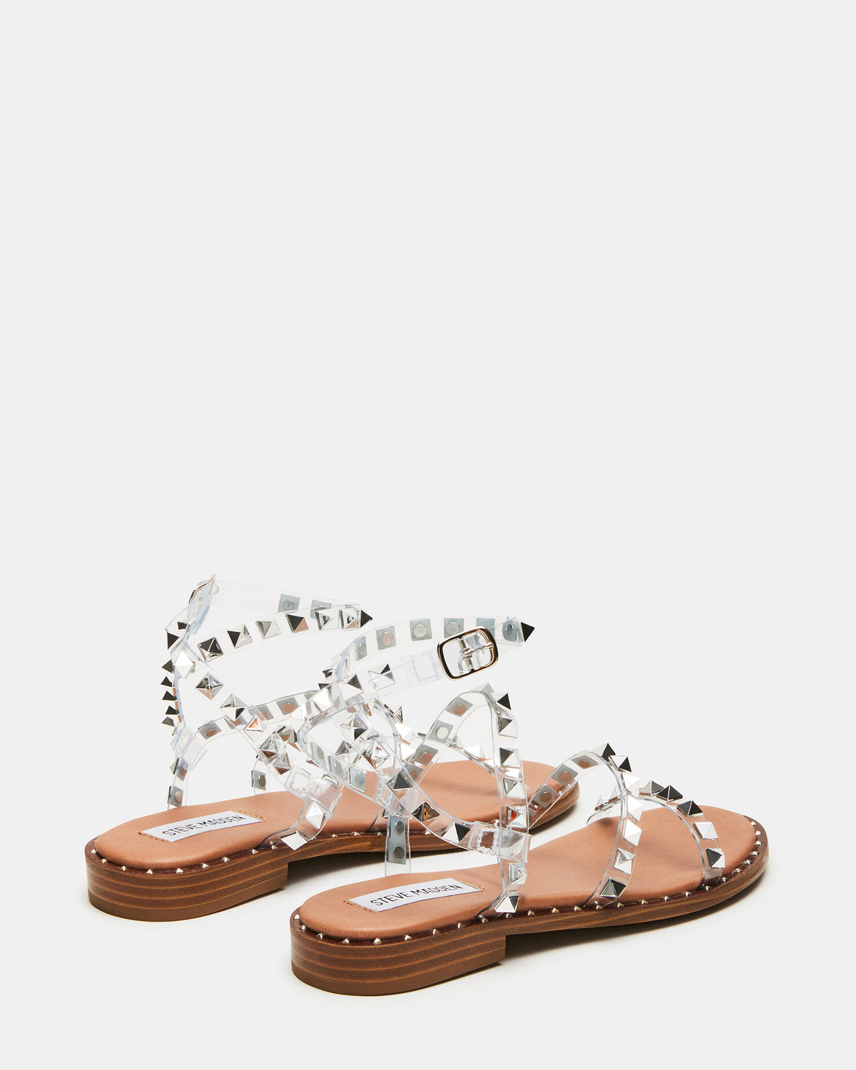 TRAVEL Clear Women's Studded Strappy Sandal | Steve Madden