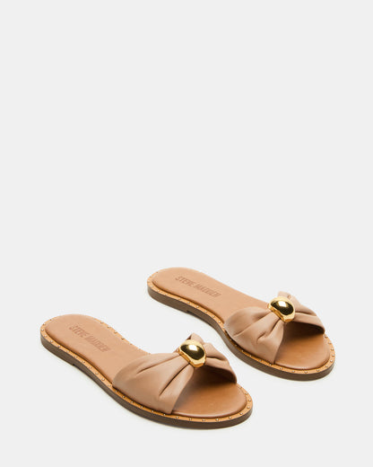 DIPSY Tan Leather Slide Rounded Toe Women's Sandal | Steve Madden