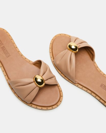 DIPSY Tan Leather Slide Rounded Toe Women's Sandal | Steve Madden