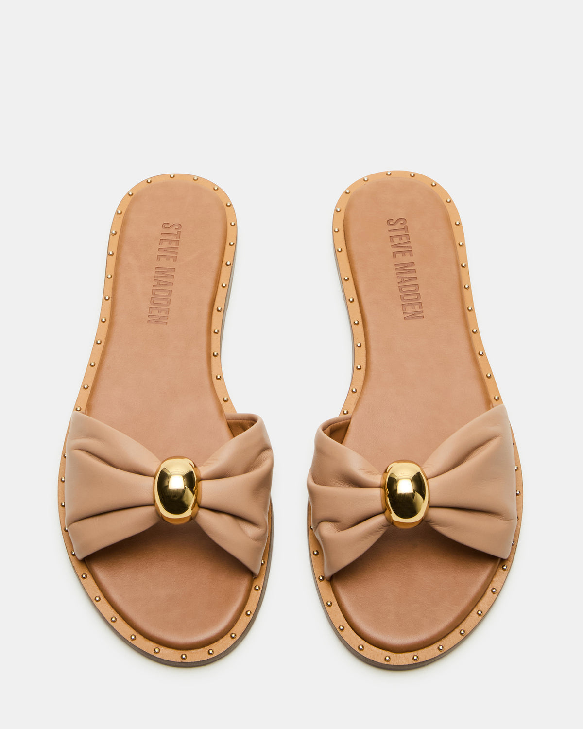 DIPSY Tan Leather Slide Rounded Toe Women's Sandal | Steve Madden