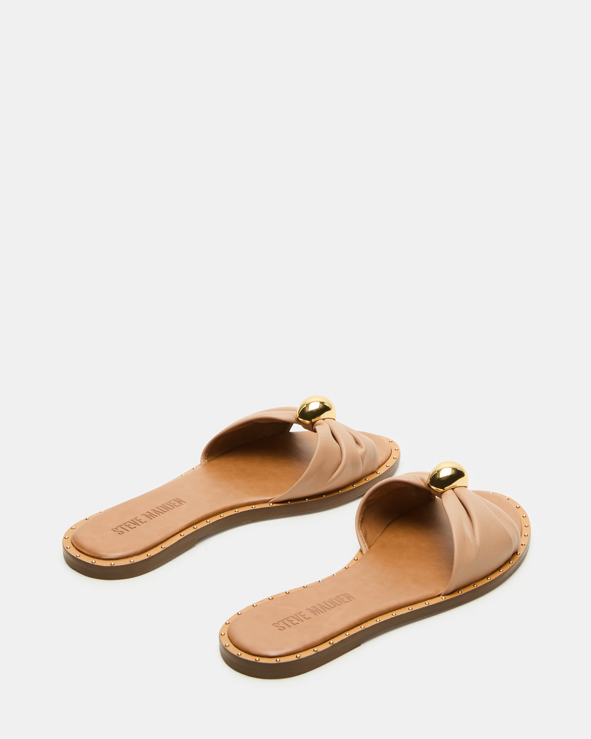 DIPSY Tan Leather Slide Rounded Toe Women's Sandal | Steve Madden