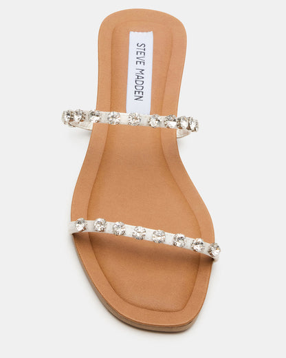 RETREAT Rhinestones Women's Strappy Square-Toe Slide Sandal | Steve Madden
