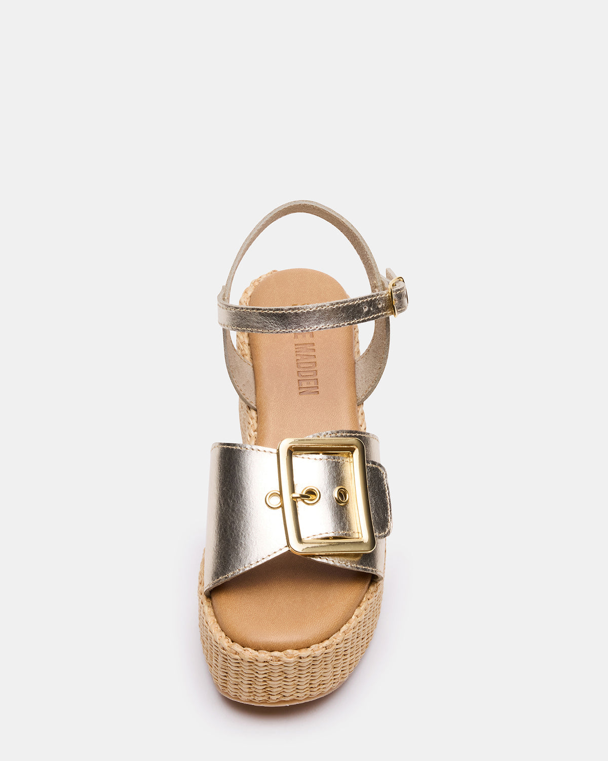 CIDER Gold Leather Platform Wedge Women's Sandal | Steve Madden