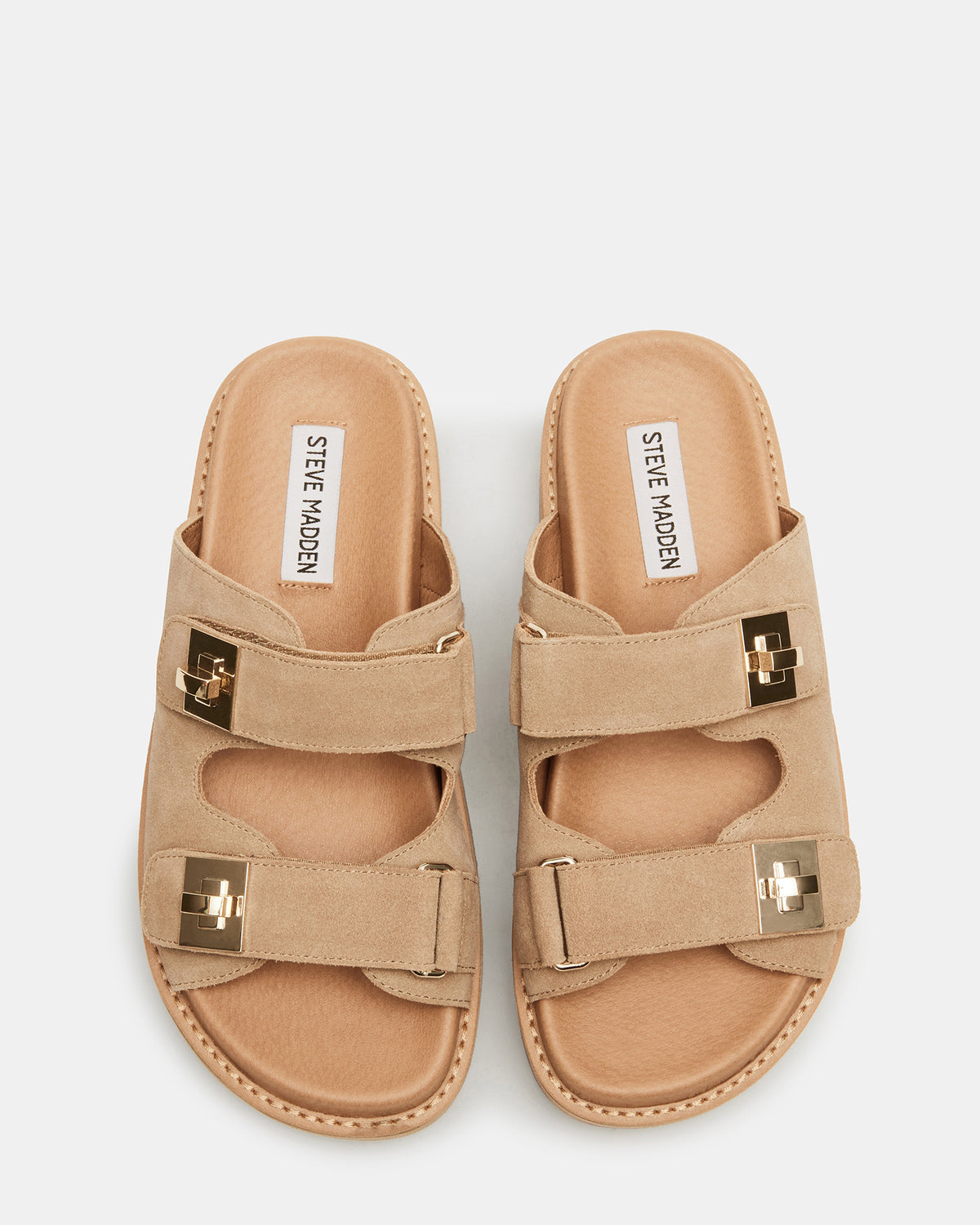 BIGSCHMONA Taupe Suede Women's Platform Slide Sandal | Steve Madden