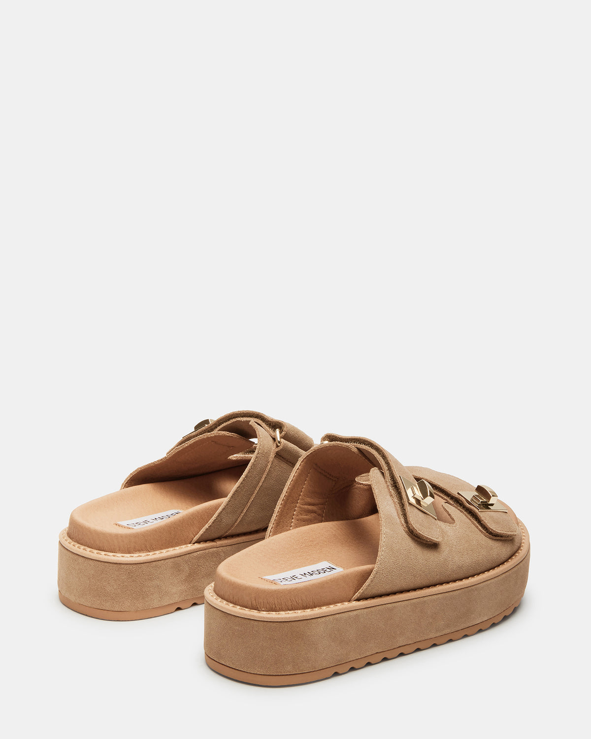 BIGSCHMONA Taupe Suede Women's Platform Slide Sandal | Steve Madden