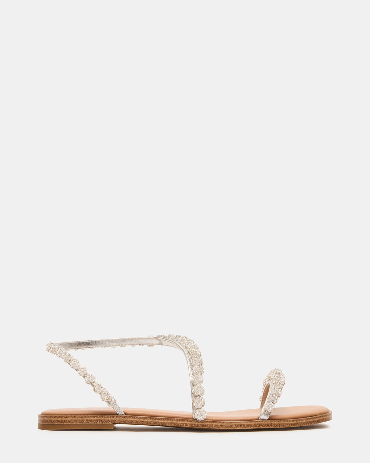 KINDRED Silver Multi Strappy Rhinestone Flat Women's Sandal | Steve Madden