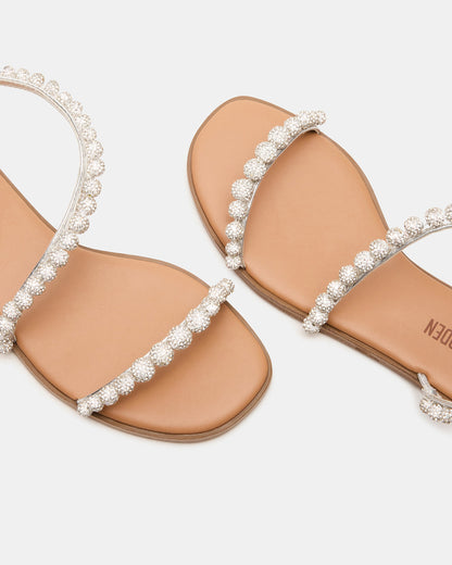 KINDRED Silver Multi Strappy Rhinestone Flat Women's Sandal | Steve Madden