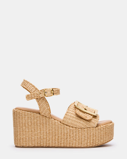 CIDER Natural Raffia Platform Wedge Women's Sandal | Steve Madden