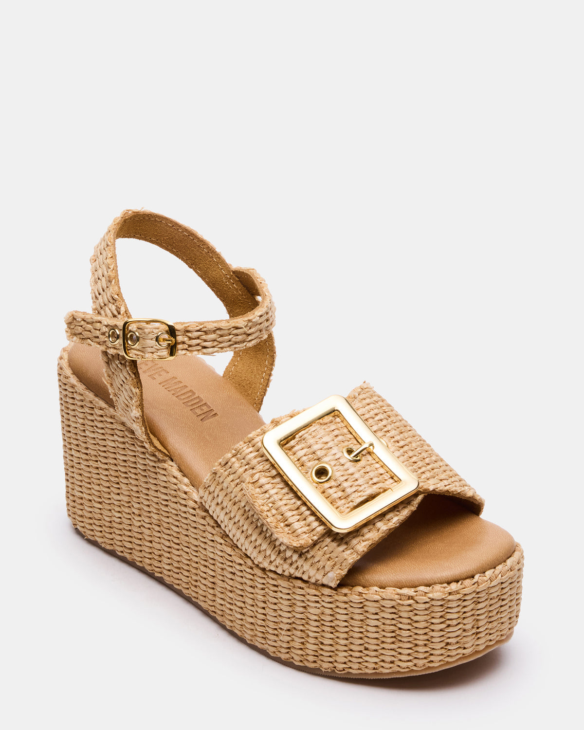 CIDER Natural Raffia Platform Wedge Women's Sandal | Steve Madden