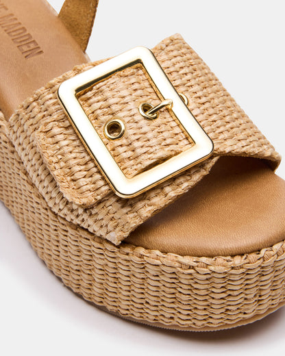 CIDER Natural Raffia Platform Wedge Women's Sandal | Steve Madden