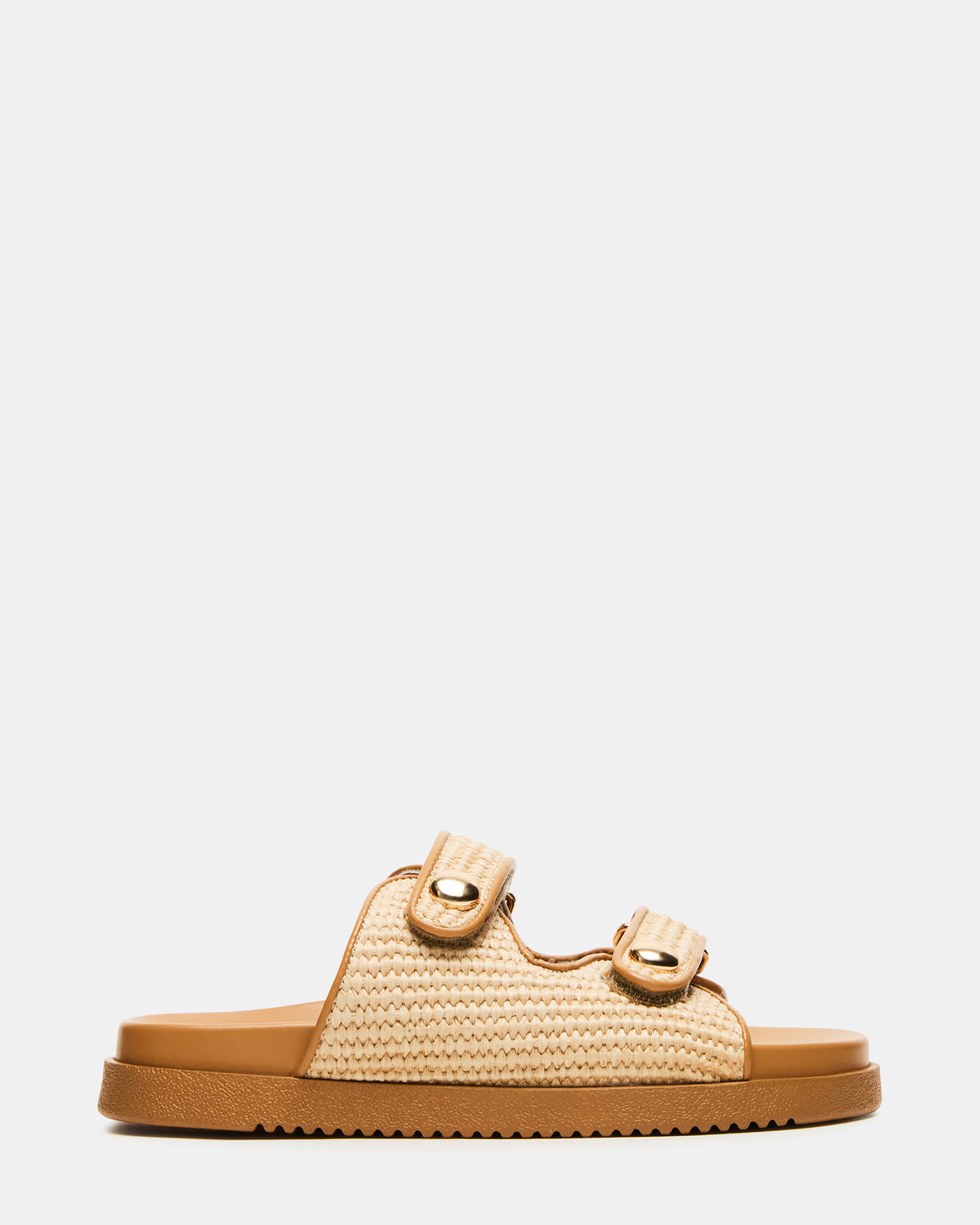 ATHENS Natural Raffia Slide Footbed Flatform Women's Sandal | Steve Madden