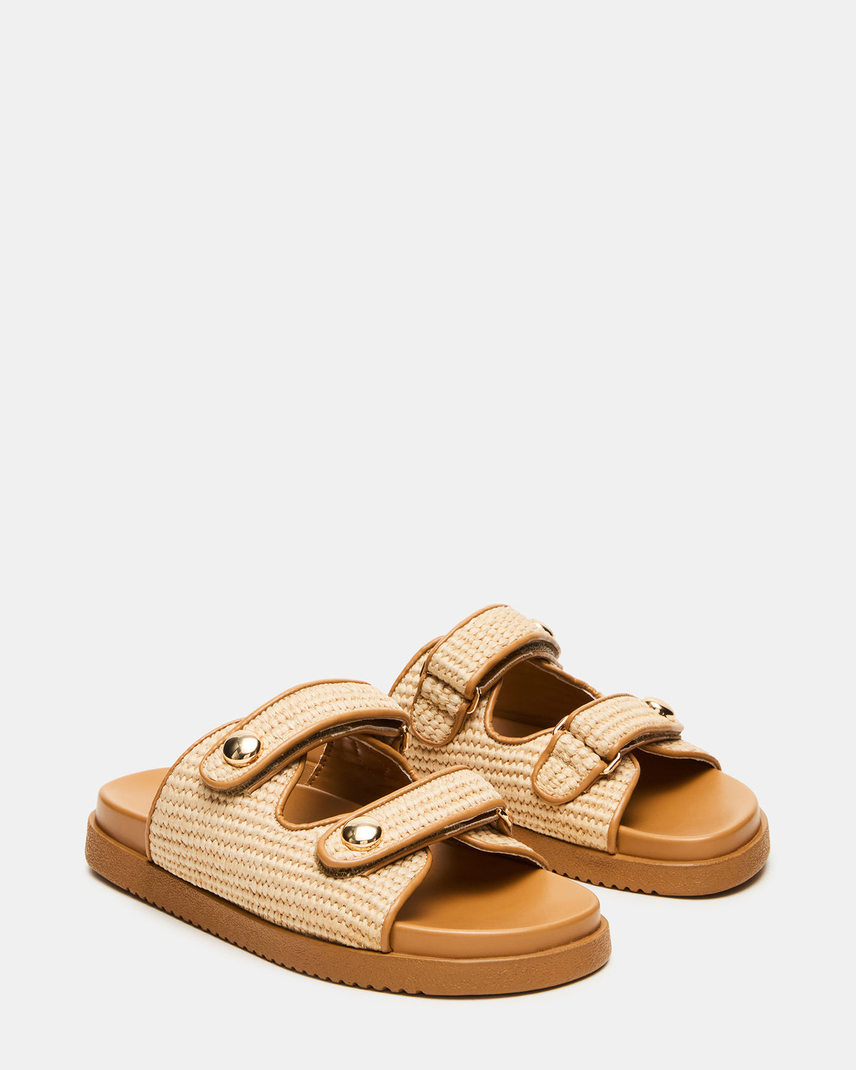 ATHENS Natural Raffia Slide Footbed Flatform Women's Sandal | Steve Madden
