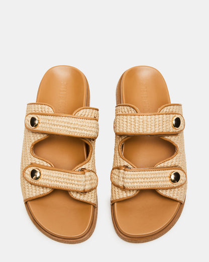 ATHENS Natural Raffia Slide Footbed Flatform Women's Sandal | Steve Madden