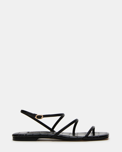 TANGO Black Square-Toe Strappy Women's Sandal | Steve Madden