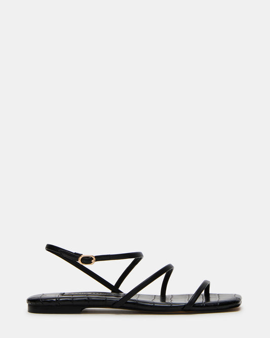 TANGO Black Square-Toe Strappy Women's Sandal | Steve Madden
