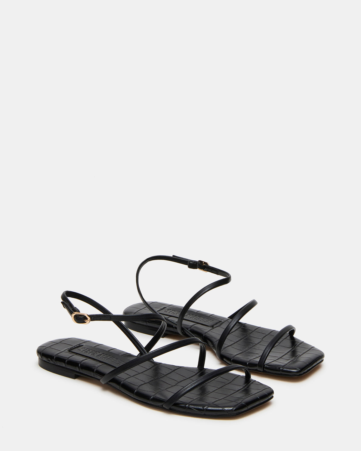 TANGO Black Square-Toe Strappy Women's Sandal | Steve Madden