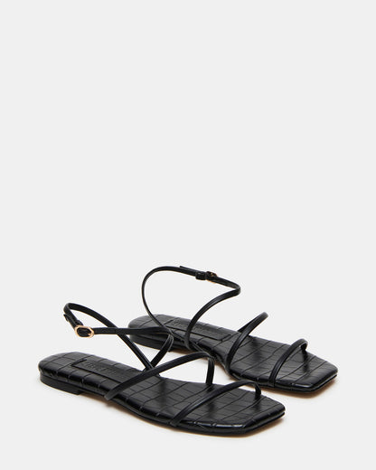 TANGO Black Square-Toe Strappy Women's Sandal | Steve Madden