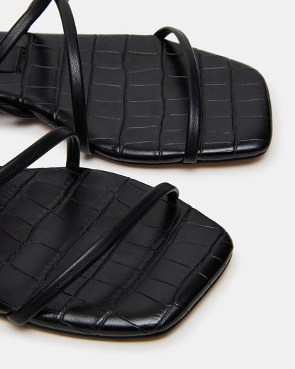 TANGO Black Square-Toe Strappy Women's Sandal | Steve Madden