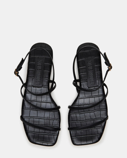 TANGO Black Square-Toe Strappy Women's Sandal | Steve Madden