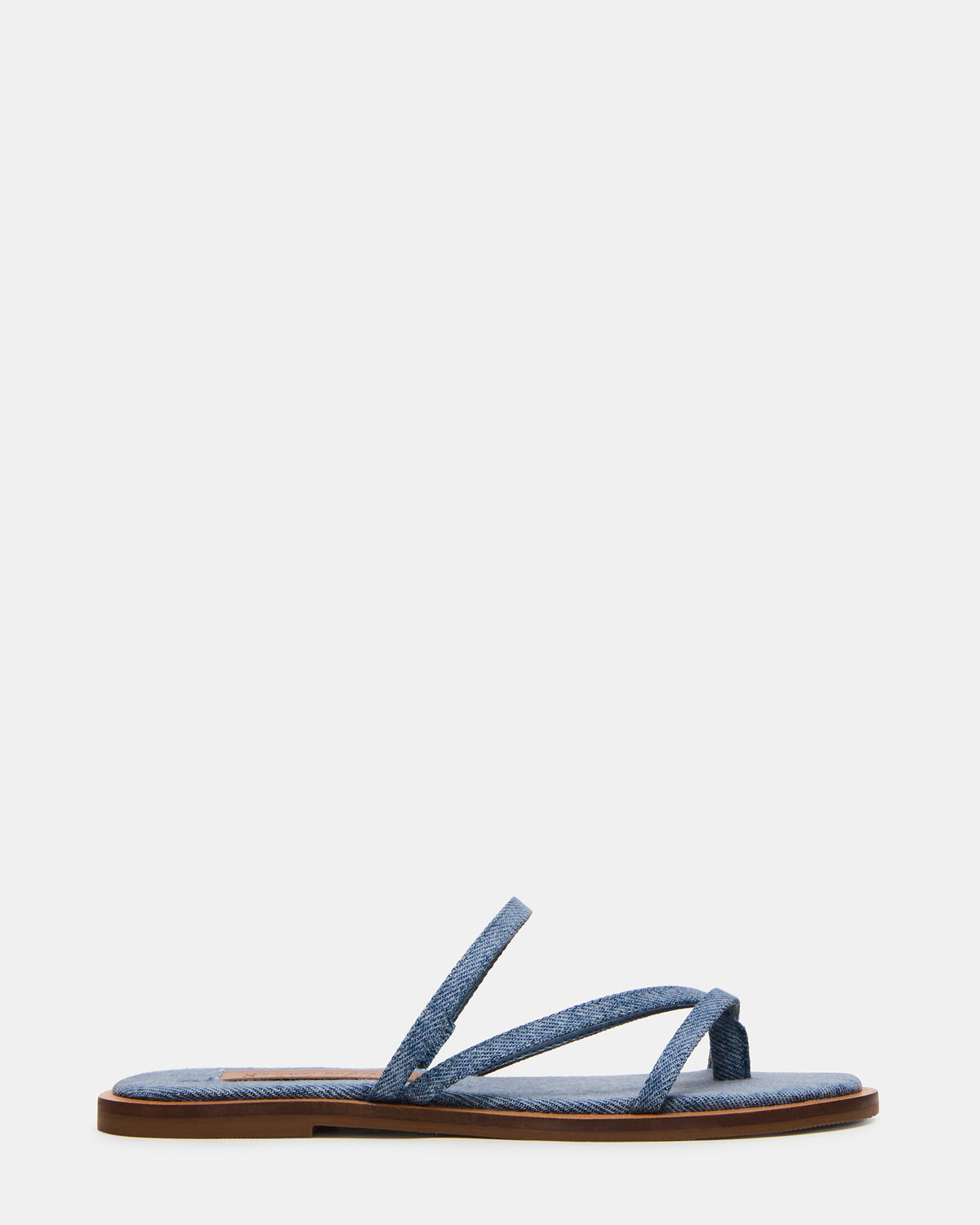 ELLERY Denim Fabric Strappy Thong Slide Women's Sandal | Steve Madden