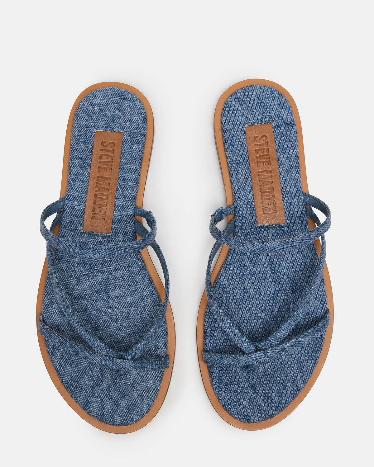 ELLERY Denim Fabric Strappy Thong Slide Women's Sandal | Steve Madden